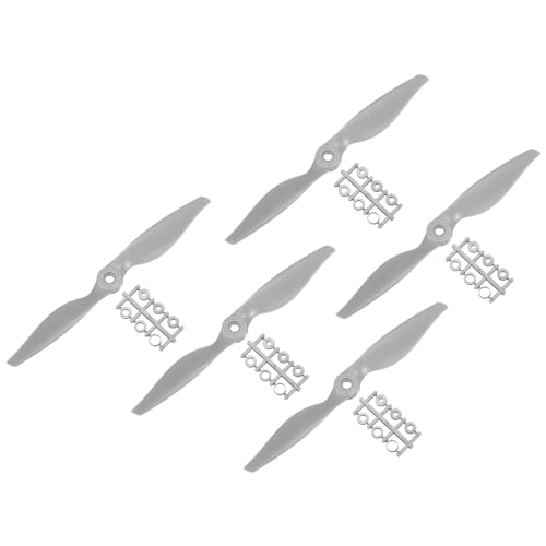 QUARKZMAN 5 Stück 7x5 Zoll Propeller RC Propeller 2-Flügelige Blätter Grau mit Adapterringen für RC Flugzeug Flugzeug Prop Ersatz von QUARKZMAN