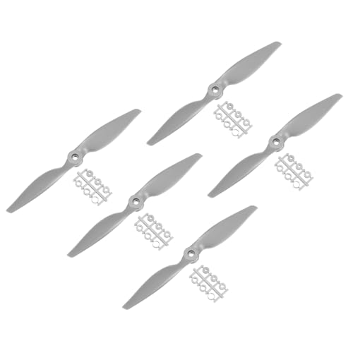 QUARKZMAN 5 Stück 9x4,5 Zoll Propeller RC Propeller 2-Flügelige Blades Grau mit Adapterringen für RC Flugzeug Flugzeug Prop Ersatz von QUARKZMAN