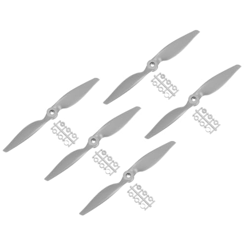 QUARKZMAN 5 Stück 9x6 Zoll Propeller RC Propeller 2-Flügelige Blätter Grau mit Adapterringen für RC Flugzeug Flugzeug Prop Ersatz von QUARKZMAN