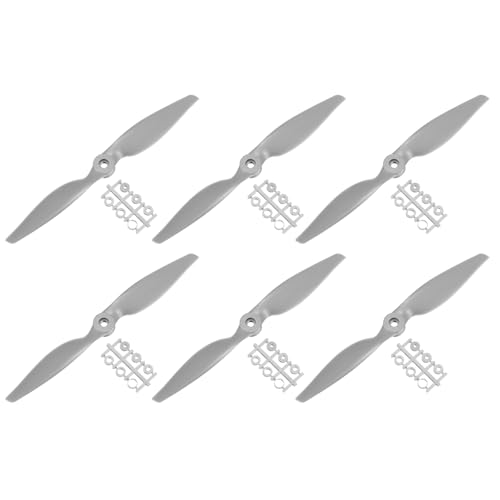 QUARKZMAN 6 Stück 10x5 Zoll Propeller RC Propeller 2-Flügelige Blätter Grau mit Adapterringen für RC Flugzeug Flugzeug Prop Ersatz von QUARKZMAN