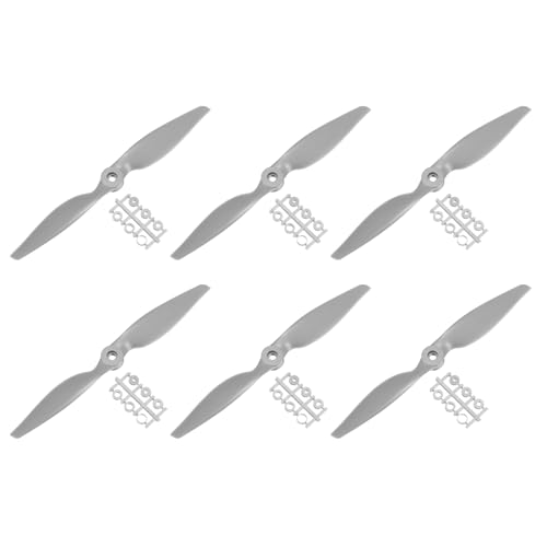 QUARKZMAN 6 Stück 9x4,5 Zoll Propeller RC Propeller 2-Flügelige Blätter Grau mit Adapterringen für RC Flugzeug Flugzeug Prop Ersatz von QUARKZMAN