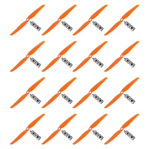 QUARKZMAN 7035 Luftschrauben 7x3.5 Prop 2-Flügelrad Starrflügler Orange Ersatz Stützen mit Adapter Ringe für Airplane RC Plane Paket von 16 von QUARKZMAN