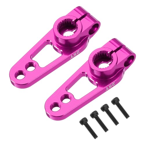 QUARKZMAN Aluminiumlegierung 25T Lenkservo Einseitiger Pinker Armhorn für DIY RC Auto/Boot/Flugzeug Boot Zubehör 2 Stück von QUARKZMAN