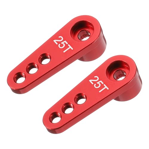 QUARKZMAN Aluminiumlegierung 25T Lenkservo Einzelarm Horn Rot für DIY RC Auto/Boot/Flugzeug Boot Zubehör 2 Stück von QUARKZMAN