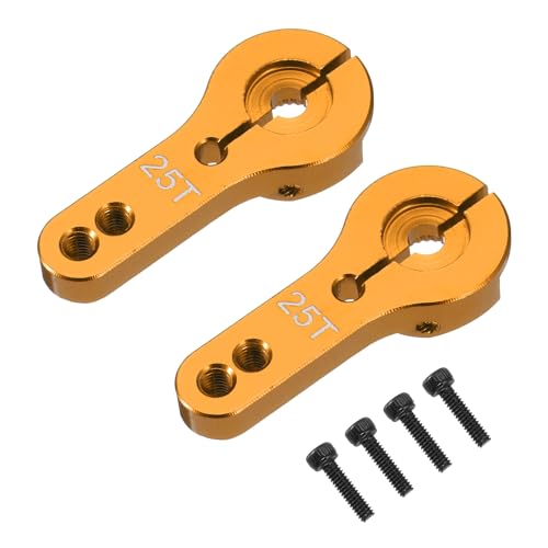 QUARKZMAN Aluminiumlegierung 25T Lenkservoarm Horn Gold für DIY RC Auto/Boot/Flugzeug Boot Zubehör 2 Stück von QUARKZMAN