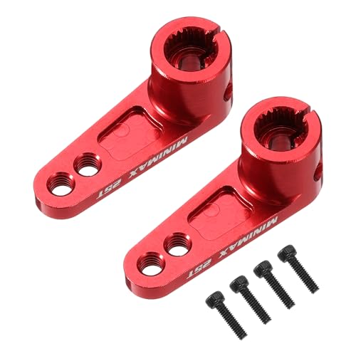 QUARKZMAN Aluminiumlegierung 25T Lenkservoarm Horn Rot für 1/8 1/10 RC Auto/Boot/Flugzeug Boot Zubehör 2 Stück von QUARKZMAN