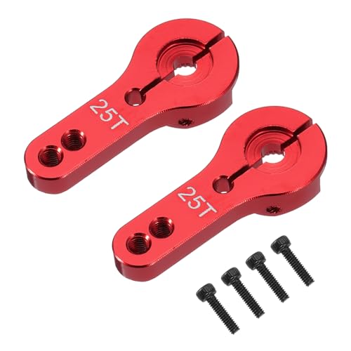 QUARKZMAN Aluminiumlegierung 25T Lenkservoarm Horn Rot für DIY RC Auto/Boot/Flugzeug Boot Zubehör 2 STK von QUARKZMAN