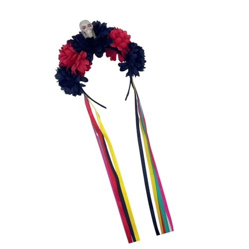 QUEENYARD Hexenschädel Teufel Rose Stirnband Dunkle Quasten Blume Für Karneval Party Handgemachte Party Kostüm Teufel von QUEENYARD