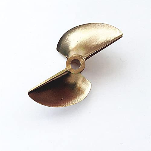 QUENPE 1PC Kupfer Propeller Zwei-Klinge Loch Pitch Requisiten/Paddel for DIY RC Bürstenlosen Benzin Boote 52mm Propeller 4mm/4,76mm Modellschiffpropeller (Color : 452 4.76mm Hole) von QUENPE