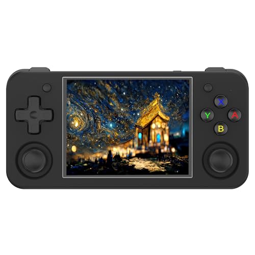 RG35XX H Handheld-Spielekonsole, 3,5 Zoll (8,9 cm), IPS-Display, Retro-Gaming-Player, H700, Linux OS, integrierte TF-Karte, 64 GB, Schwarz von QUJUSO