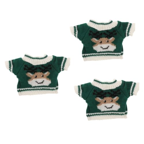 3St Spielzeugbär-Pullover Kleidung für Weihnachtselfen-Accessoires kompaktes Puppenkostüm Stofftier Bär Puppenkleidung Puppenmode entzückendes Bärendekor Bärenkleidung Garn Green QUMIIRITY von QUMIIRITY