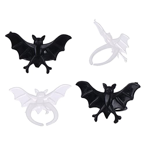 QUMIIRITY 1 Halloween-Fledermausring Halloween-Aufkleber Halloween-Kugeln Fledermaus Cupcake Topper plastikring Halloween Party Decoration blinkende Halloween-Ringe leuchtende Ringe Black von QUMIIRITY