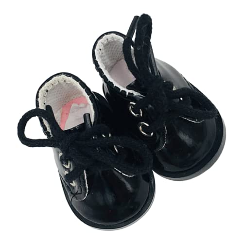 QUMIIRITY 1 Mini Schwarze Lederschuhe Kinder kindergeschenke Puppenmode Zubehör für Mädchenpuppen Puppensandalen dekorative Minischuhe Miniatur-Schuhverzierungen Stoff Black von QUMIIRITY