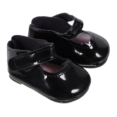 QUMIIRITY 1 Paar 18-Zoll-puppenschuhe Minipuppenschuhe Simulation Schuhdekore Puppe Schuhe Dekor Mini-spielzeughaus-verzierung Puppenmädchenschuhe Mini-szenen-Requisiten Stoffschuhe Black von QUMIIRITY