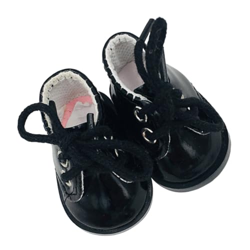 QUMIIRITY 1 Paar Mini Schwarze Lederschuhe Puppen Für Mädchen Miniatur Stiefel Simulationspuppenschuhe Mini-Schuh-dekor Puppenturnschuhe Kinder Mini-Spielzeug Minipuppe Zubehör Black Stoff von QUMIIRITY