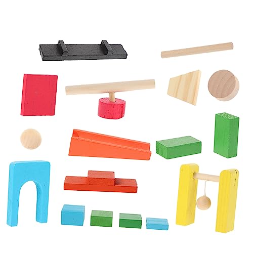 QUMIIRITY 1 Satz 19 Stück Domino-mechanismus Domino-zugblöcke Lern-rennspiel Für Kinder Domino-Puzzle-blöcke Bausteine ​​für Kleinkinder Kind Bausteine Spielsteine ​​stapeln Holz von QUMIIRITY