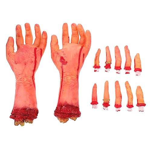 QUMIIRITY 1 Satz Abgetrenntes Fingerspielzeug Abgetrennte Falsche Hände Halloween-bluthände Halloween Blutige Requisiten Abschlussballdekorationen Halloween-Spielzeug Latexschaum Colorful von QUMIIRITY