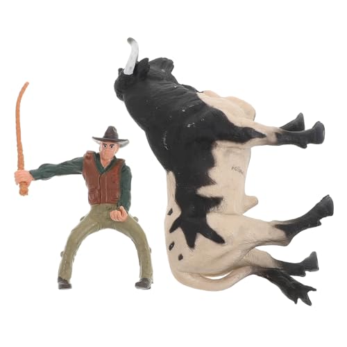 QUMIIRITY 1 Satz Cowboy-Modell Ferdinand Spielzeug Cowboy-actionfigur Realistisch Kuh Spielzeug Stierfigur Stier-Statue Bullenhandwerk Rodeo-actionfiguren Spanische Stierstatue Stütze Harz von QUMIIRITY