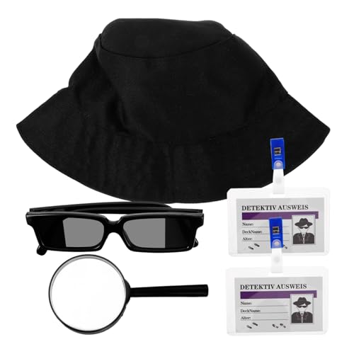 QUMIIRITY 1 Satz Detektiv-Partyspielzeug Schwarzer Fedora-Hut für Mädchen Geheimagenten-Sonnenbrille Halloween Cosplay detektiv Hut Kinder Detektiv-Partykostüm Detektiv-Kostümzubehör Stoff von QUMIIRITY