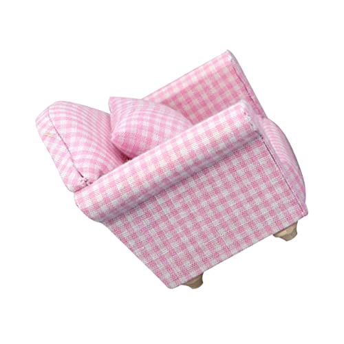 QUMIIRITY 1 Satz Einzelsofa Couch Mini-hausverzierung Dekorative Wohnaccessoires Kleine Hausdekoration Miniaturmöbel Miniatur-Sofa-dekor Hausmöbel Mini-Sofa-Ornament Miniaturen Stoff Rosa von QUMIIRITY