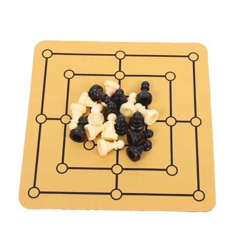 QUMIIRITY 1 Satz Neun Figuren Schach Neun Herren Morris Board Tragbares Schachbrett Tisch Brettspiel Tragbares Haushaltsschachbrett Morris-brettspiel Partyspiel Sammeln Spielbrett Gummi von QUMIIRITY