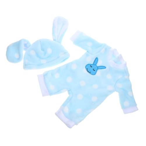 QUMIIRITY 1 Satz Puppenkleidung Kinder Puppen kinderpuppe ankleidepuppe Puppenoutfit puppenzubehör puppenaugen Schlafanzug 18-Zoll-Puppenkostüme Kaninchen-Pyjama Puppenpyjama Plüsch Sky-Blue von QUMIIRITY