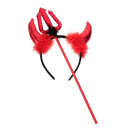 QUMIIRITY 1 Satz Stirnband Aus Horn Halloween-Haarschmuck Halloween-Kleidung Halloween-stirnbanddekoration Haarschmuck Aus Horn Halloween-Horn Teufels Haarband Heugabel Rot Stoff von QUMIIRITY