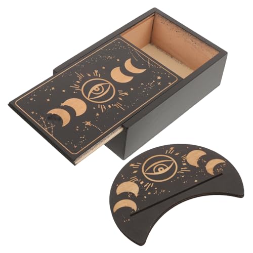 QUMIIRITY 1 Satz Tarot-Karten-Box Kasse fangen Decks Andenken tarotkarten Set Tarot Karten Set mit Buch Tarot Box zubehör Tarot-Aufbewahrungsbehälter Tarotständer aus Holz hölzern Black von QUMIIRITY