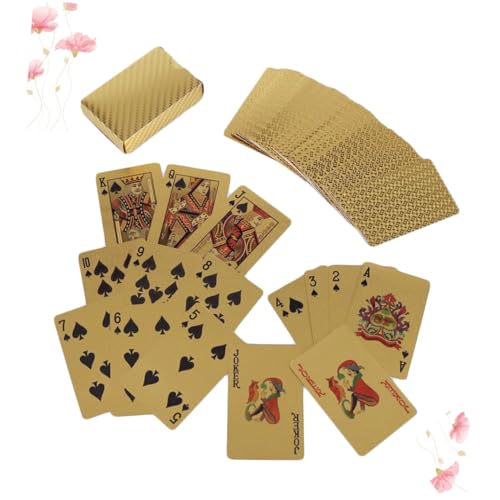 QUMIIRITY 1 Set Wasserfeste Goldfolien Spielkarten Glänzende Pokerkarten Für Unterhaltung Spieleabend Und Home Bar Ideal Für Erwachsene Und Spaß Mit Freunden von QUMIIRITY