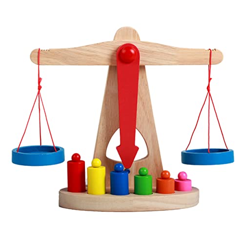 QUMIIRITY 1 Set Holzwaage Spielzeug Jungen und Mädchen Frühpädagogisches Spielzeug Schulunterricht Holzwaage für Kleinkinder Jungen und Mädchen Spielzeug Waage Spielzeug von QUMIIRITY