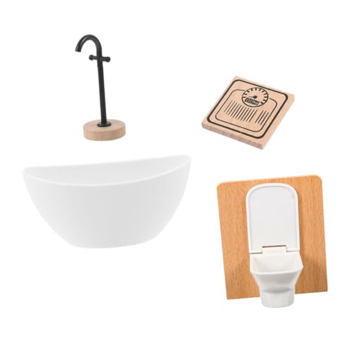 QUMIIRITY 1 Set Badezimmermöbel, Spielzeug, Miniatur-wc, Badewanne, Spielzeug Im Maßstab 1:12, Miniatur-bodenhahn, Mini-puppenhaus-duschmöbel Für Puppenhaus-spieldekorationen von QUMIIRITY