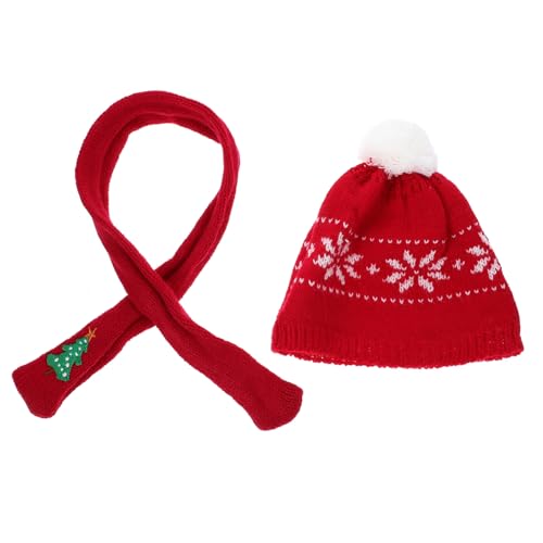 QUMIIRITY 1 Set Dekorative Strickmütze Und Schal Miniatur Mützen Austauschbare Puppenmützen Weihnachtsdekoration Rote Mini Nikolausmützen Weihnachts Schneemann Mützen Schal Mini von QUMIIRITY