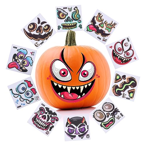 QUMIIRITY 10 STK Halloween Theme Halloween atmosphäre wandverkleidung partyzubehör wandaufkleber Gothic Kürbislaterne-Gesichtsaufkleber DIY Wandtattoo Wandtattoos für Schlafzimmer Papier von QUMIIRITY