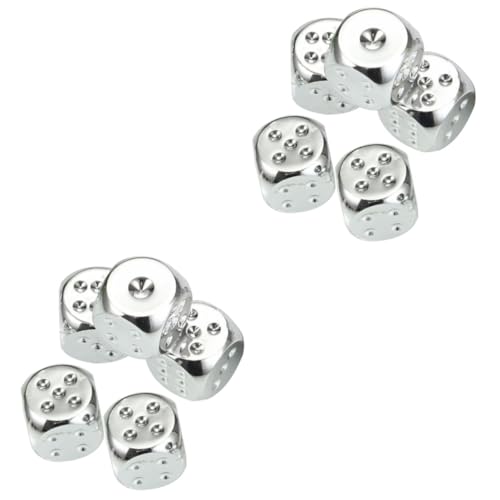 QUMIIRITY 10 STK Silberne Metallwürfel Kidcraft-Spielset Punktwürfel mit runden Ecken Spielset für Kinder spielwürfel spielewürfel Bastelwürfel selber Machen zarte Würfelstütze Silver von QUMIIRITY