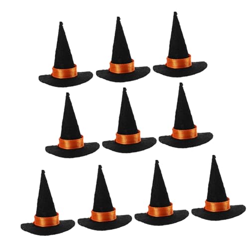 QUMIIRITY 10 Stk Halloween-zwergmütze Hexenhüte Aus Filz Für Halloween-partys Zauberer Hexenhut Mini-hexenhut-requisite Puppenset Aus Filz Hexenhut Für Puppen Puppenhaus Filzstoff Black von QUMIIRITY