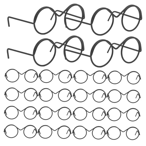 QUMIIRITY 100 STK Puppe Mini-Brille aus Metall Runde Puppenbrille Puppengläser zum Basteln leuchtbrillen weihnachsgeschenk Puppensonnenbrille für Wichtel lustige Brillendekore Black von QUMIIRITY