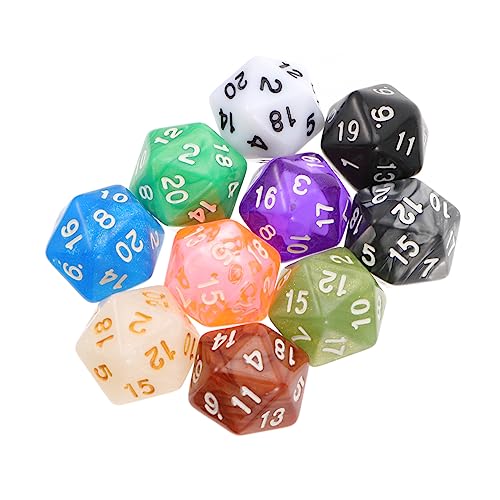 QUMIIRITY 10St 20-seitiger Würfel 10-seitiger Würfel Requisiten für Würfelspiele Würfelformen für d20 Würfel Board Games brettspiele spielwürfel Spielzeug Würfel-Requisiten Würfel-Stütze wie von QUMIIRITY