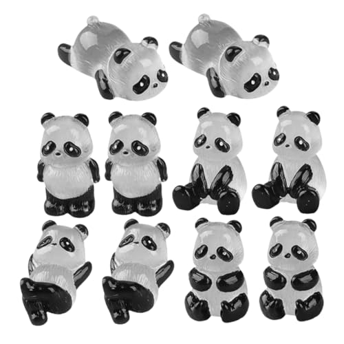 QUMIIRITY 10St Im Dunkeln leuchtender Panda autodeko Sauf Tierfigur Panda bescherung Panda Gartenfigur Im Dunkeln leuchtender Mini-Panda Mini-Panda-Figuren Kleiner Panda Harz Black von QUMIIRITY