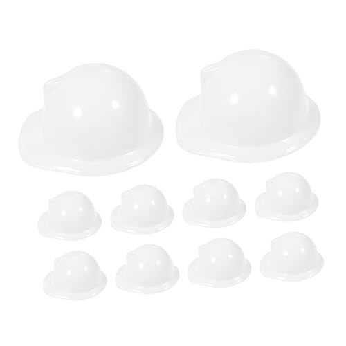 QUMIIRITY Mini-Helm-Set 10-teilig Miniatur-bauhüte Sicherheitskopfbedeckungen für Puppen Dekorative Haustierhelme Weiß von QUMIIRITY