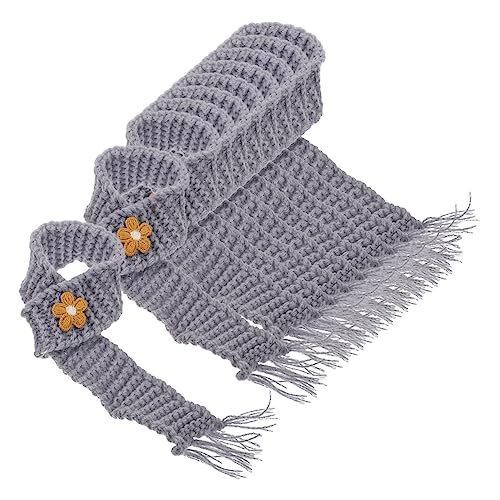 QUMIIRITY 10St Mini-Strickschal Puppenschal selber Machen Hamsterschal süßer Minischal Mini-Halstuch kuschelig cutermesserser bastelset basteln DIY Mini-Schal winziger Schal Baumwolle Grey von QUMIIRITY