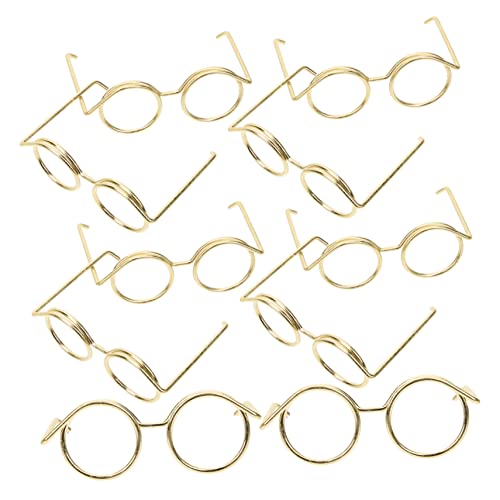 QUMIIRITY 10st Metallbrille Mini Lupen Sonnenbrillen Basteln Zubehör Zur Stofftierherstellung Wiedergeborene Babypuppen -Outfits Brillendekorationen Meine Lebenspuppe Puppenbrille Golden von QUMIIRITY