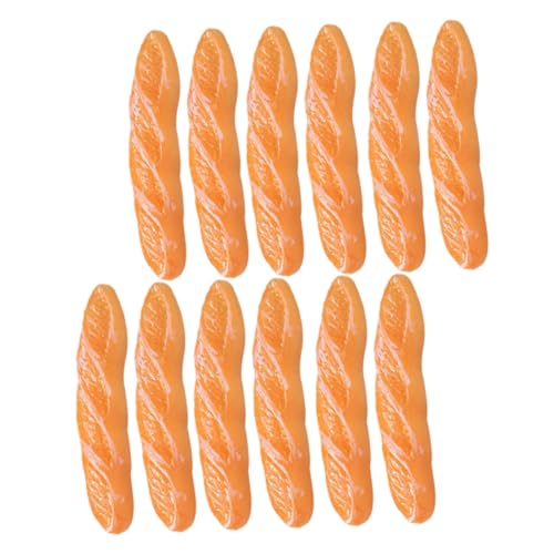 QUMIIRITY 12St Nachgemachtes langes Baguette deko praktisch Spielzeug Mini-Szenen-Layout-Requisite Mini-Brot-Modell Simulation Lebensmittelmodell Mini-Hausverzierung Puppenessen Harz Orange von QUMIIRITY