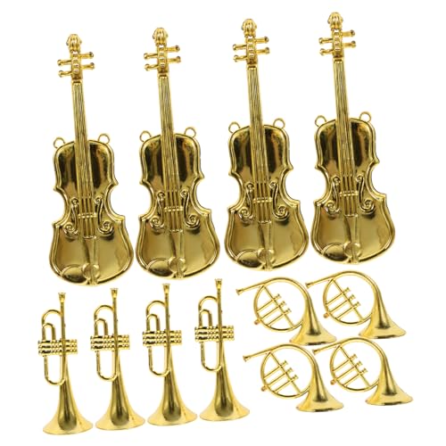 QUMIIRITY 12st Dekorationen Für Musikinstrumente Miniatur-musikinstrumente Mini-instrumentenmodelle Weihnachtsminiaturen Weihnachtsminiaturinstrument Weihnachtsinstrumente-dekor Golden Abs von QUMIIRITY