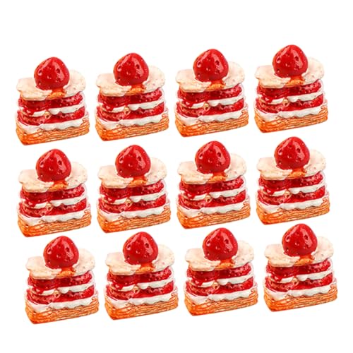 QUMIIRITY 15 Stück Harz Rot Miniatur Kuchen Mini Dessert Modell Kuchen Modell Künstliche Lebensmittel Prop von QUMIIRITY