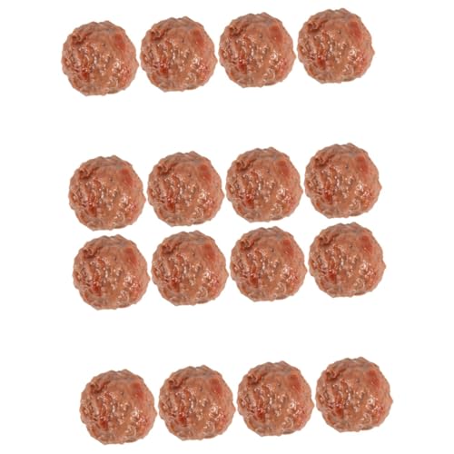 QUMIIRITY 16 STK Simulierte Rindfleischball-Requisiten Meatballs gefälschtes Essen künstliches Brot Simulations-Rindfleisch-Fleischbällchen-Spielzeug künstliches Fleisch PVC Brown von QUMIIRITY