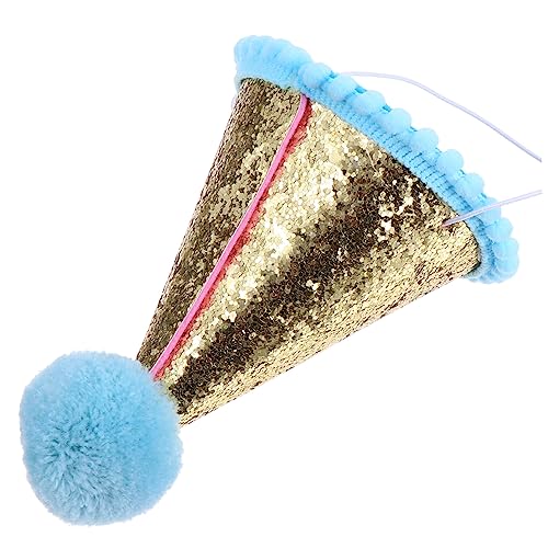 QUMIIRITY 1stk Kindergeburtstagsmütze Flauschiger Kegelhut Geburtstagskappe Partyhüte Aus Papier Pailletten Geburtstag Kindermütze Selber Machen Geburtstag Pom Ball Partyhut Blue Vlies von QUMIIRITY