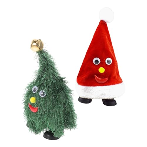 QUMIIRITY 2 Stück Elektrischer, Tanzender Weihnachtsbaum Und Weihnachtsmütze, Animierte Weihnachtsfigur, Interaktives Feiertags-plüschspielzeug Für Kinder Und Kleinkinder von QUMIIRITY