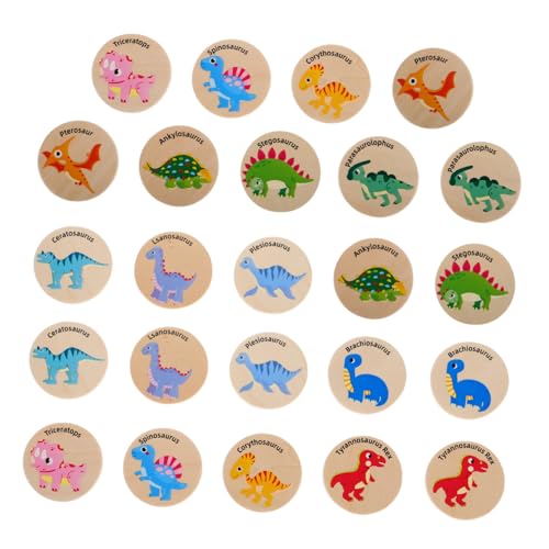 QUMIIRITY 24 Stück Dinosaurier-Holz-Memory-Matching-Spiel Kleinkind-Dinosaurier-Spielzeug Kinder-Dinosaurier-Spielzeug Holz-Dinosaurier-Spielzeug Holz-Memory-Spiel von QUMIIRITY