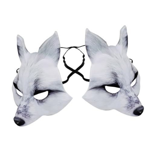 QUMIIRITY 2St Halloween-Maske Maskierte Maske Cosplay-Maske Fantasie Maske Damen Maske Maskenball Katzen- -Maske Abschlussball Maske tragbare Partymaske Maskerade Fuchsmaske Eva Weiß von QUMIIRITY