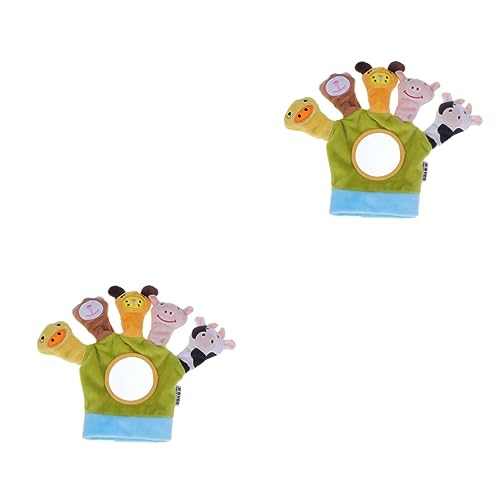 QUMIIRITY 2St Handpuppe Tiere Fingerpuppe Spielzeug Plüsch Fingerpuppen neugeborenes Plüschtier Plüsch-Fingerpuppen Fingerspielzeug Animal-Design weihachtsdeko weihnacjtsdeko Green von QUMIIRITY